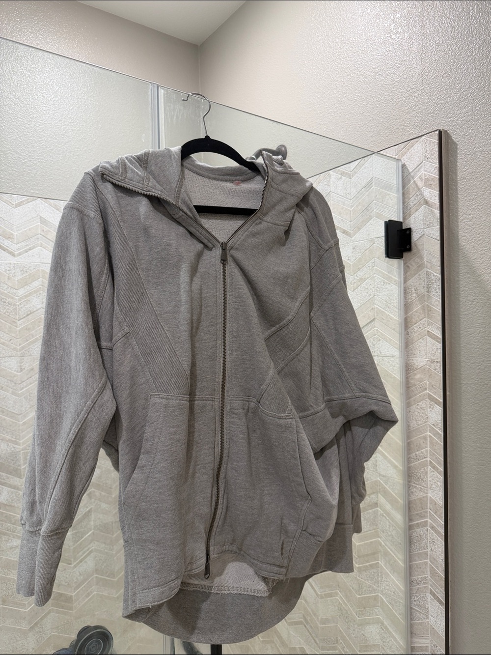 Free people Light Gray Women's Hooded Zip up sweater size medium
